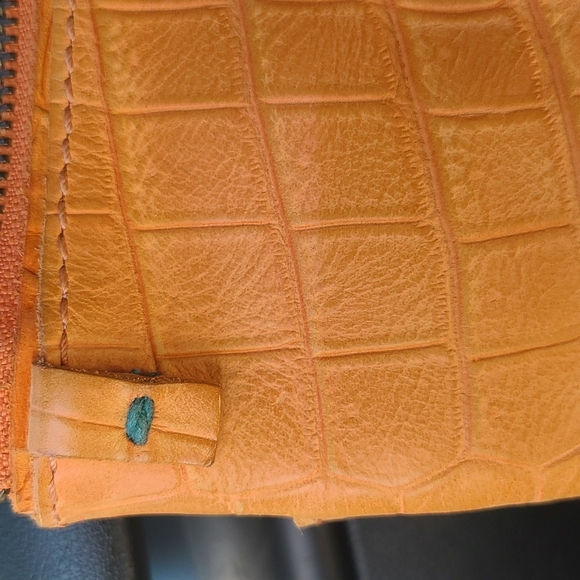 49 Square Miles small leather crossbody.Orange crocodile embossed leather - Picture 3 of 5
